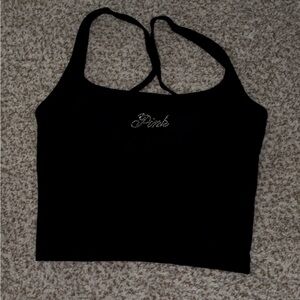 Victoria’s Secret All-Day Cotton Tank Top In Pure Black Bling Size Small